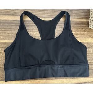 Athleta Black Sports Bra Padded Size Medium Mesh Yoga Activewear Gym Workout